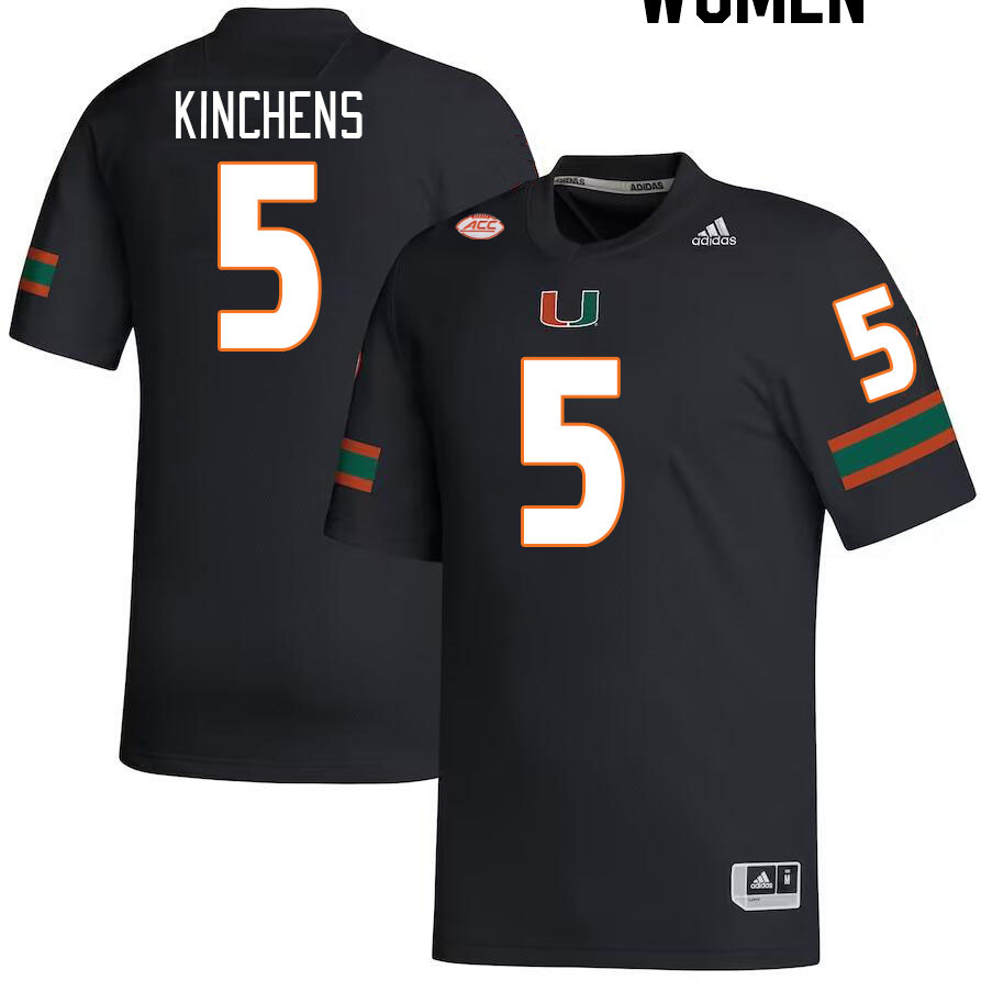 Women #5 Kamren Kinchens Miami Hurricanes College Football Jerseys Stitched-Black - Click Image to Close